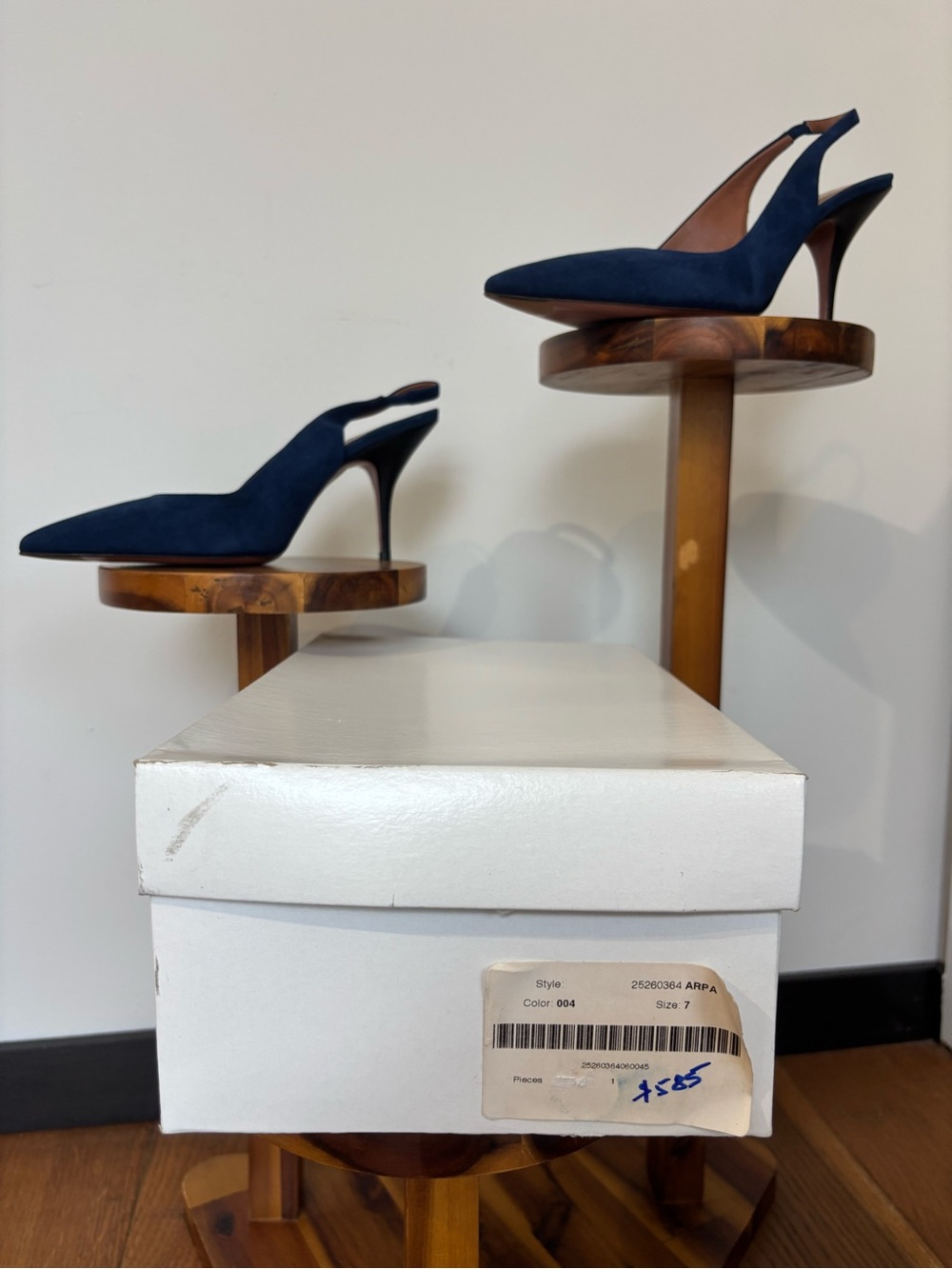 MaxMara Navy Suede Slingback Pointed-Toe Pumps